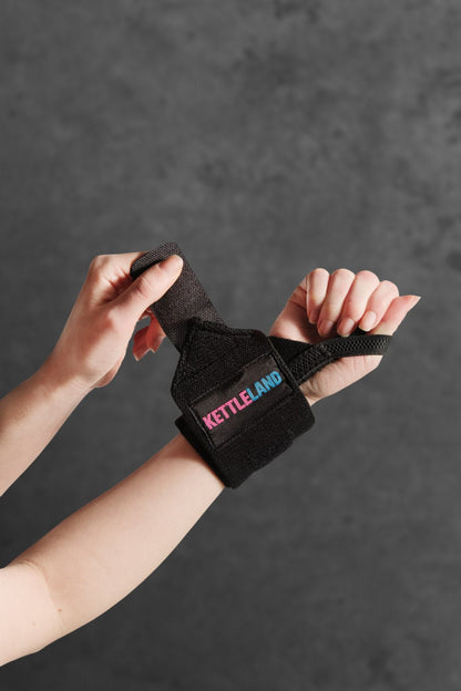Muñequeras elásticas con velcro para CrossFit, halterofilia y powerlifting (par) Kettleland - Material Oficial Mundiales IKMF - Kettleland Mallorca